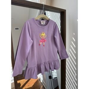 Luigi Kids Girls Purple Long Sleeve Ballerina Applique Peplum Ruffle Top Size 6